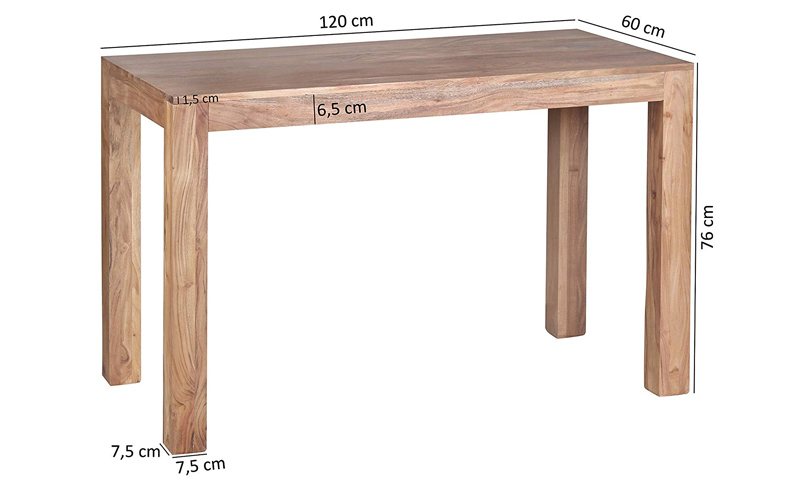medidas mesa de madera en acacia